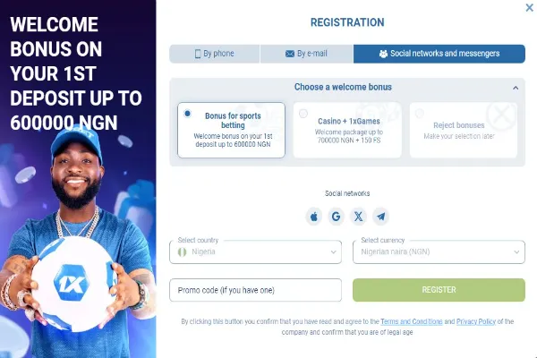 1xBet Registration in Nigeria