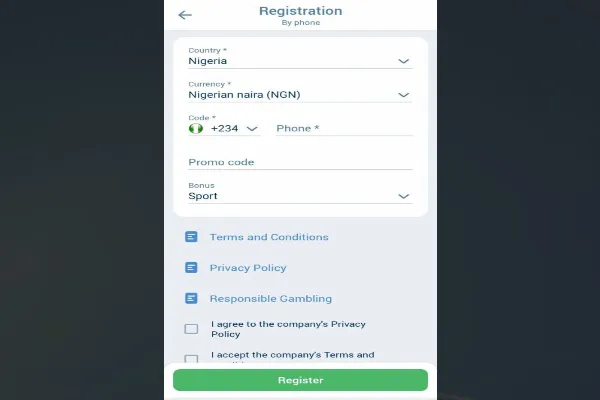 1xBet Registration in Nigeria