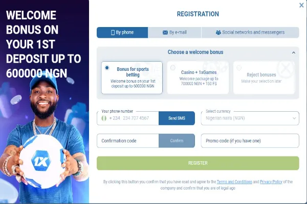 1xBet Registration in Nigeria
